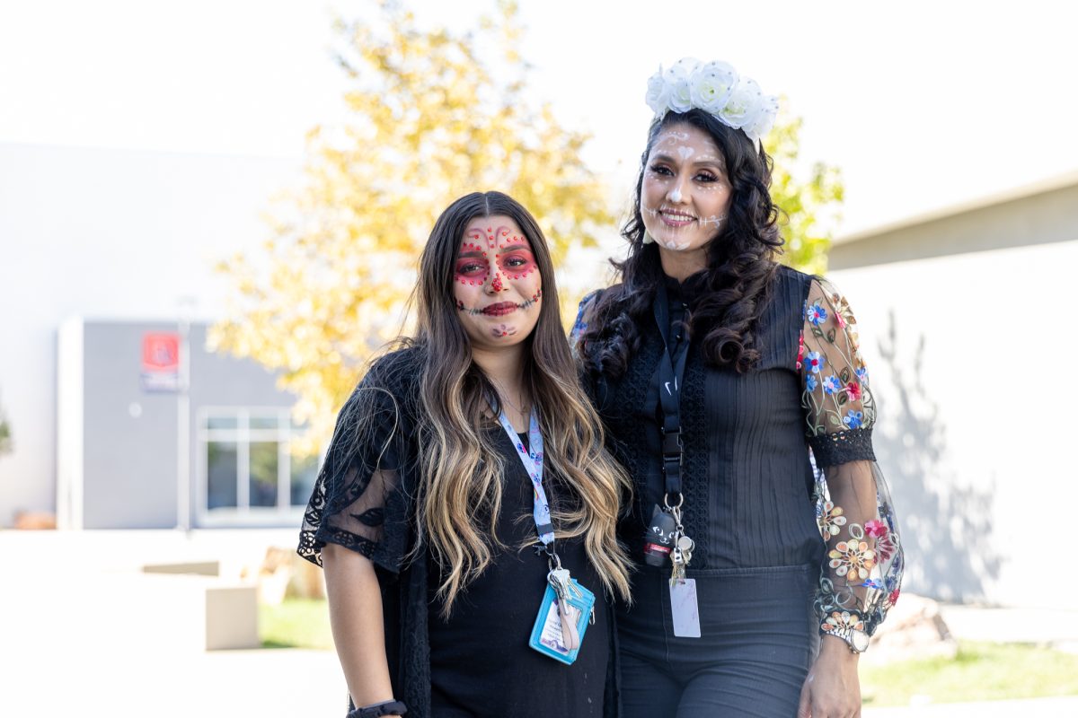 Norton security staff shows their calavera makeup on Dia de los Muertos. (Photo credit: Aaliyah Boddie)