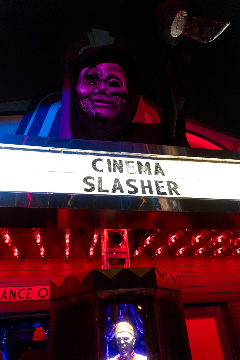 Marquee for the Cinema Slasher maze. (Photo credit: Ellis Evans)